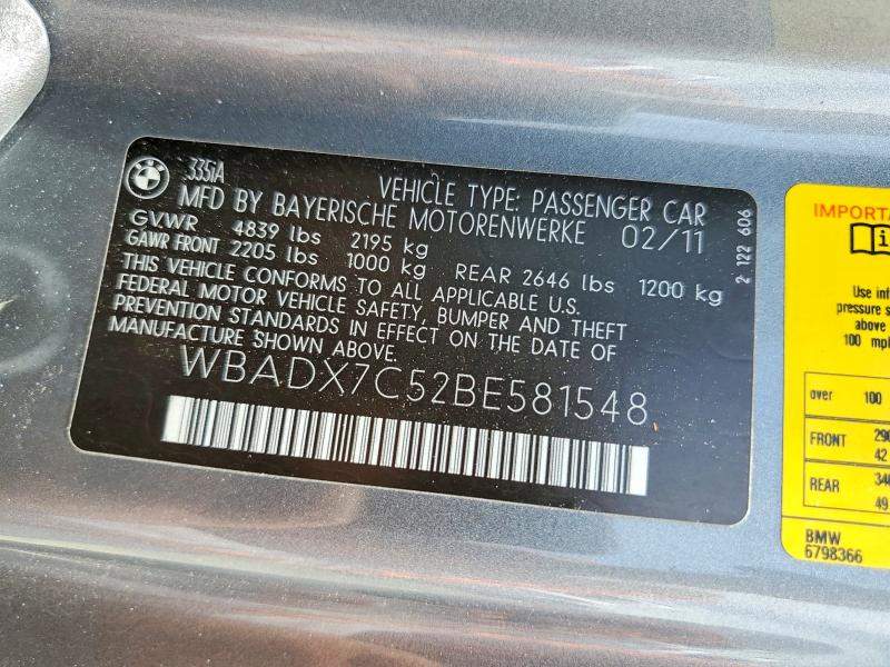 Продажа на аукционе авто 2011 Bmw 335, vin: WBADX7C52BE581548, номер лота: 56504526