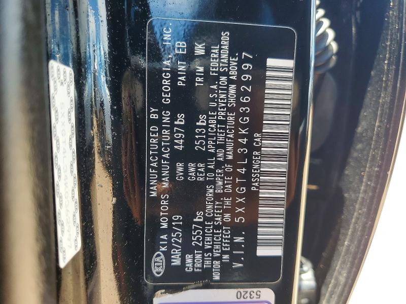 2019 Kia Optima მანქანა იყიდება აუქციონზე, vin: 5XXGT4L34KG362997, აუქციონის ნომერი: 58616796