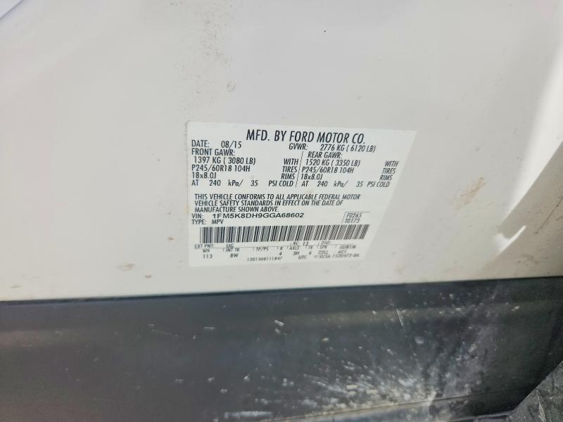 56094556 :رقم المزاد ، 1FM5K8DH9GGA68602 vin ، 2016 Ford Explorer مزاد بيع