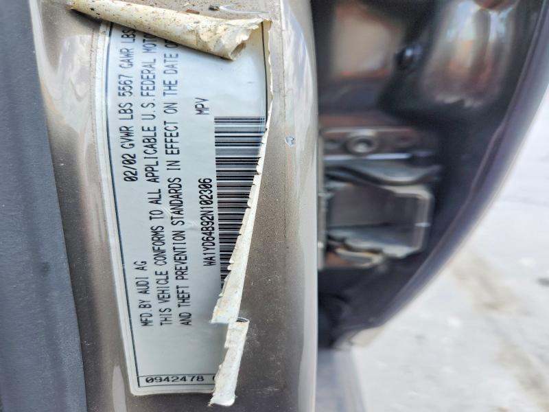 57042636 :رقم المزاد ، WA1YD64B92N102306 vin ، 2002 Audi Allroad مزاد بيع