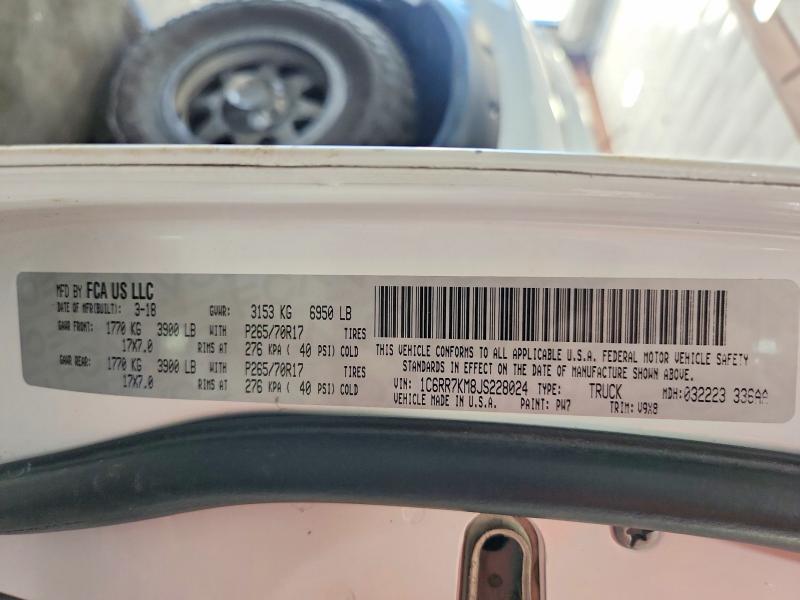 57182366 :رقم المزاد ، 1C6RR7KM8JS228024 vin ، 2018 Ram 1500 مزاد بيع