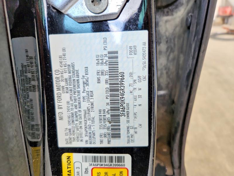 Aukcja sprzedaży 2016 Ford Fusion, vin: 3FA6P0K94GR399660, numer aukcji: 56836416
