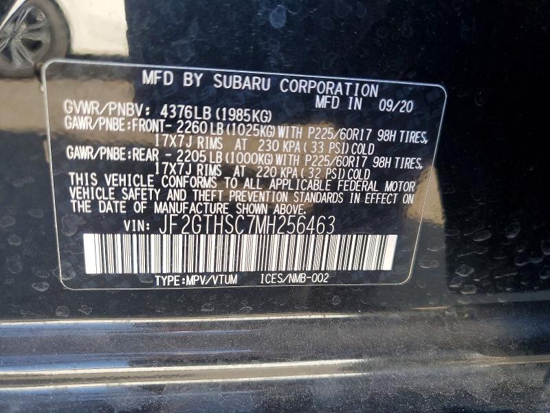 58271256 :رقم المزاد ، JF2GTHSC7MH256463 vin ، 2021 Subaru Crosstrek مزاد بيع