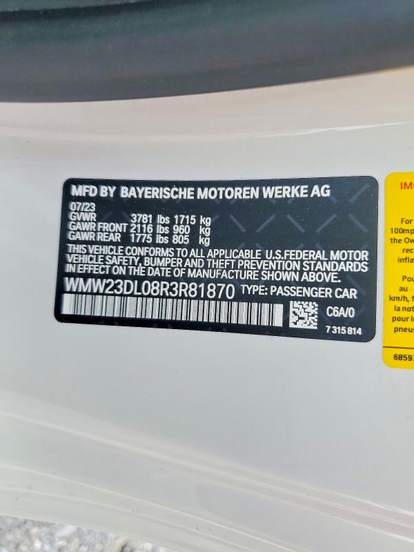 Aukcja sprzedaży 2024 Mini Cooper, vin: WMW23DL08R3R81870, numer aukcji: 56107786