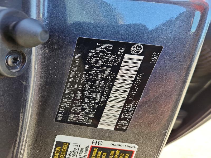 56105416 :رقم المزاد ، 4T1BE46KX8U218747 vin ، 2008 Toyota Camry مزاد بيع