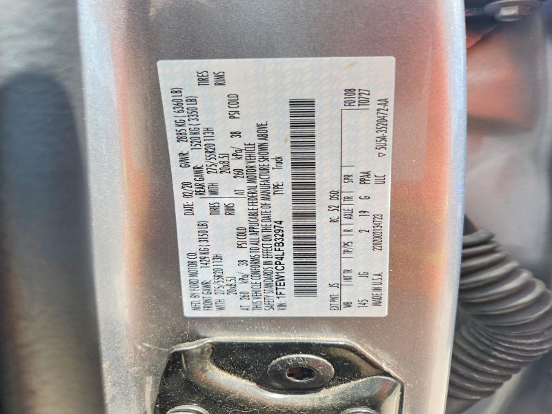 2020 Ford F150 მანქანა იყიდება აუქციონზე, vin: 1FTEW1CP4LFB32974, აუქციონის ნომერი: 55088326