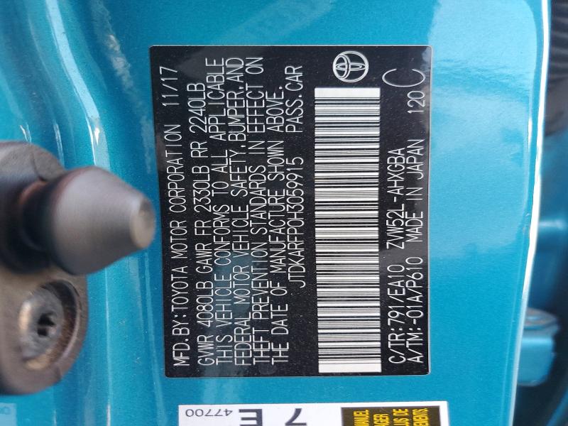 Auction sale of the 2017 Toyota Prius Prime, vin: JTDKARFP0H3059915, lot number: 56843156