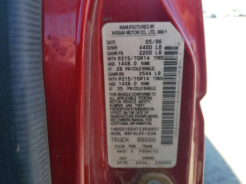 1996 Nissan Truck მანქანა იყიდება აუქციონზე, vin: 1N6SD16S4TC354857, აუქციონის ნომერი: 56106016
