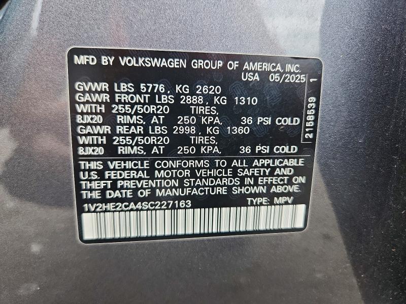 Aukcja sprzedaży 2025 Volkswagen Atlas Cross Sport, vin: 1V2HE2CA4SC227163, numer aukcji: 58406436