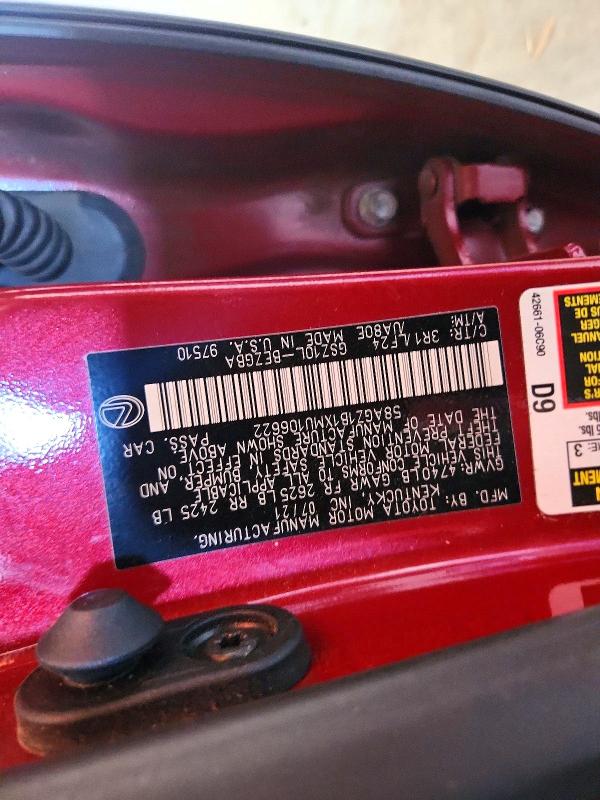 Продажа на аукционе авто 2021 Lexus Es 350, vin: 58AGZ1B1XMU106622, номер лота: 55599636