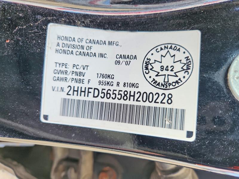 Продаж на аукціоні авто 2008 Acura Csx, vin: 2HHFD56558H200228, номер лоту: 56598496