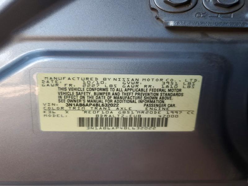 57580236 :رقم المزاد ، 3N1AB6AP4BL632022 vin ، 2011 Nissan Sentra مزاد بيع