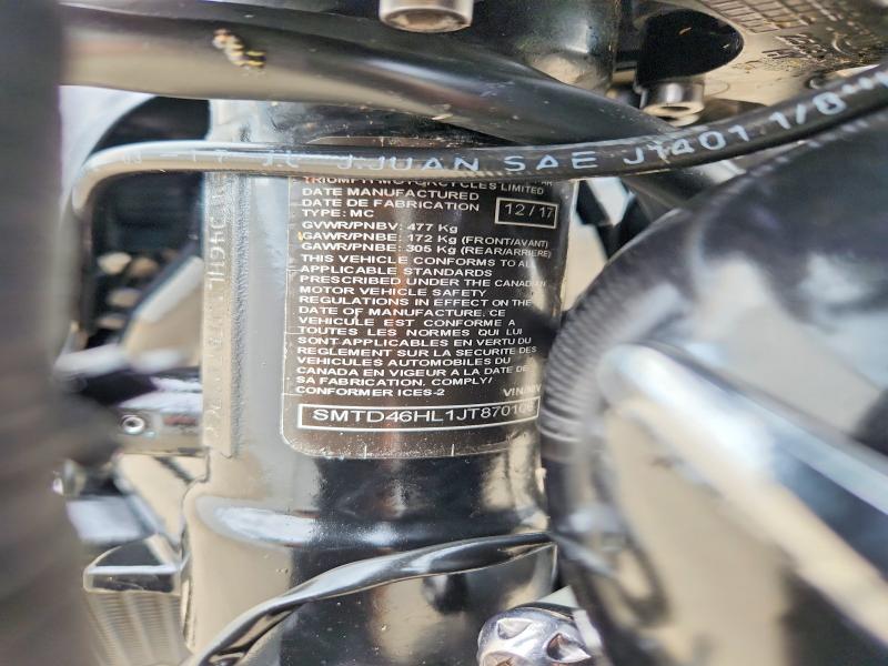 56436456 :رقم المزاد ، SMTD46HL1JT870106 vin ، 2018 Triumph Motorcycle Speedmaster مزاد بيع