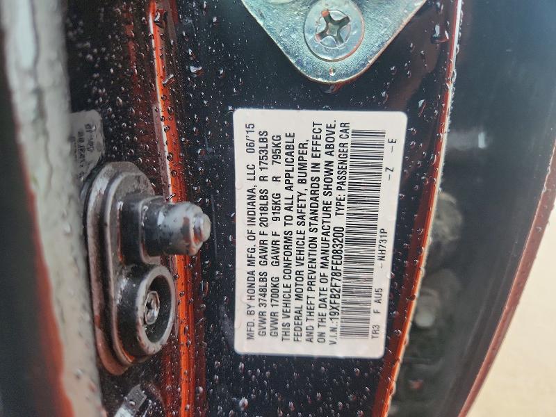 Продажа на аукционе авто 2015 Honda Civic, vin: 19XFB2F78FE083200, номер лота: 57506276