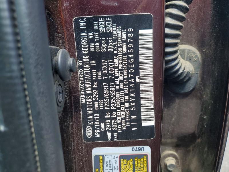 Aukcja sprzedaży 2014 Kia Sorento, vin: 5XYKT4A70EG459789, numer aukcji: 55845616