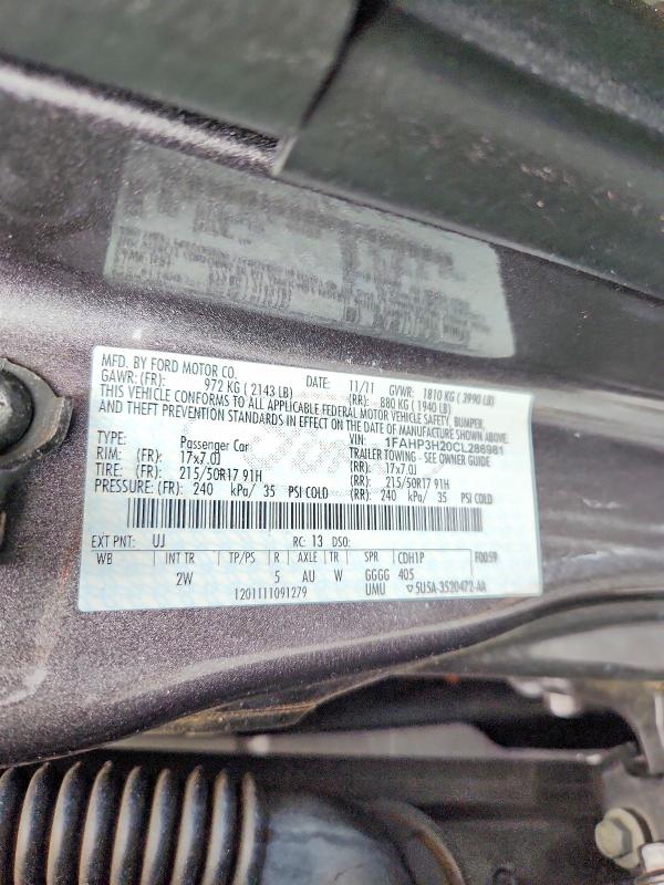 Aukcja sprzedaży 2012 Ford Focus, vin: 1FAHP3H20CL286981, numer aukcji: 58065536