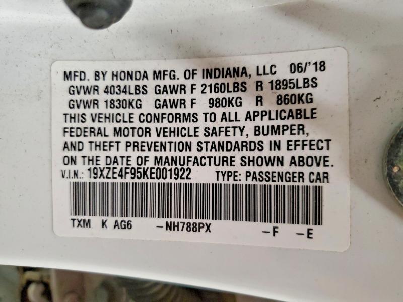 Aukcja sprzedaży 2019 Honda Insight, vin: 19XZE4F95KE001922, numer aukcji: 57621296