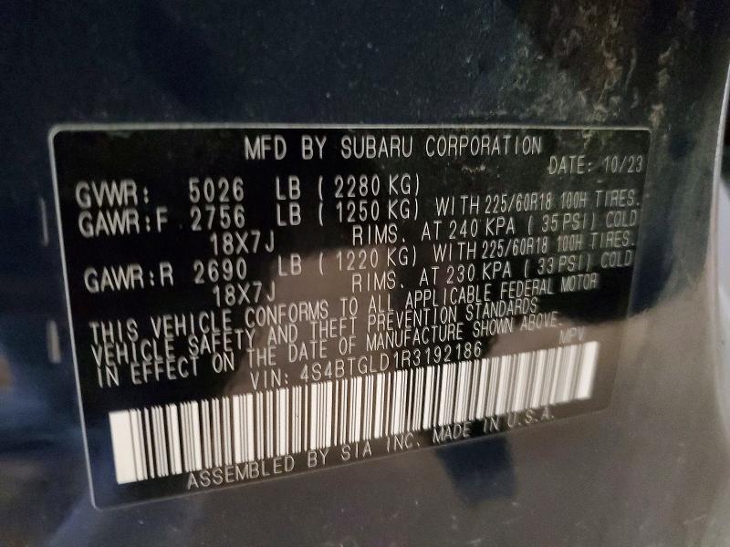 Продажа на аукционе авто 2024 Subaru Outback, vin: 4S4BTGLD1R3192186, номер лота: 59071146