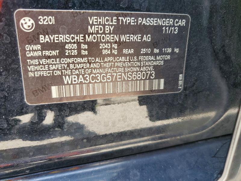 2014 Bmw 320 მანქანა იყიდება აუქციონზე, vin: WBA3C3G57ENS68073, აუქციონის ნომერი: 57399076