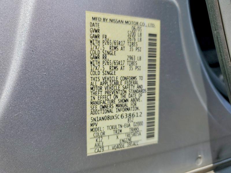 56158796 :رقم المزاد ، 5N1AN08UX5C638612 vin ، 2005 Nissan Xterra مزاد بيع