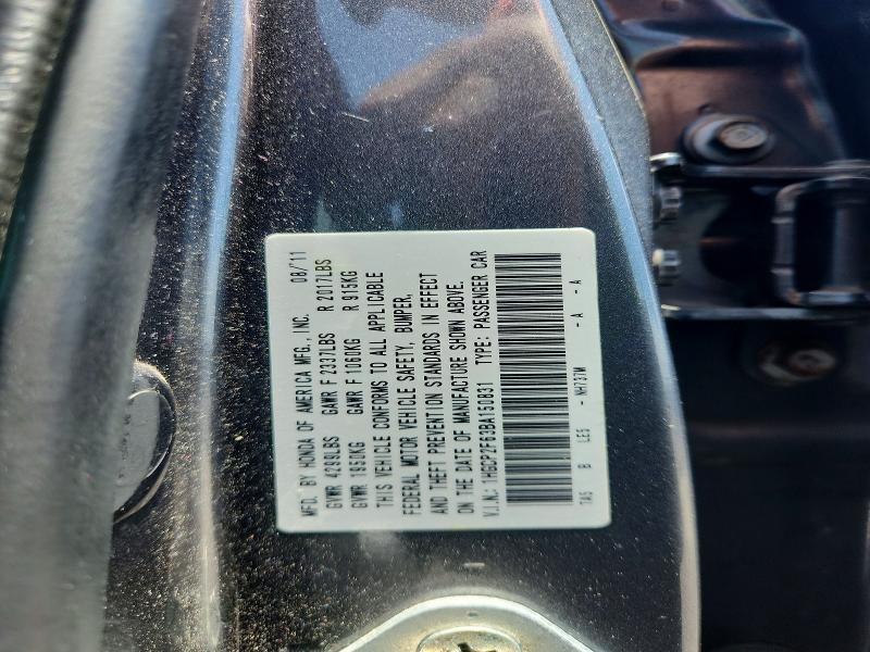 Aukcja sprzedaży 2011 Honda Accord, vin: 1HGCP2F63BA150831, numer aukcji: 58734316
