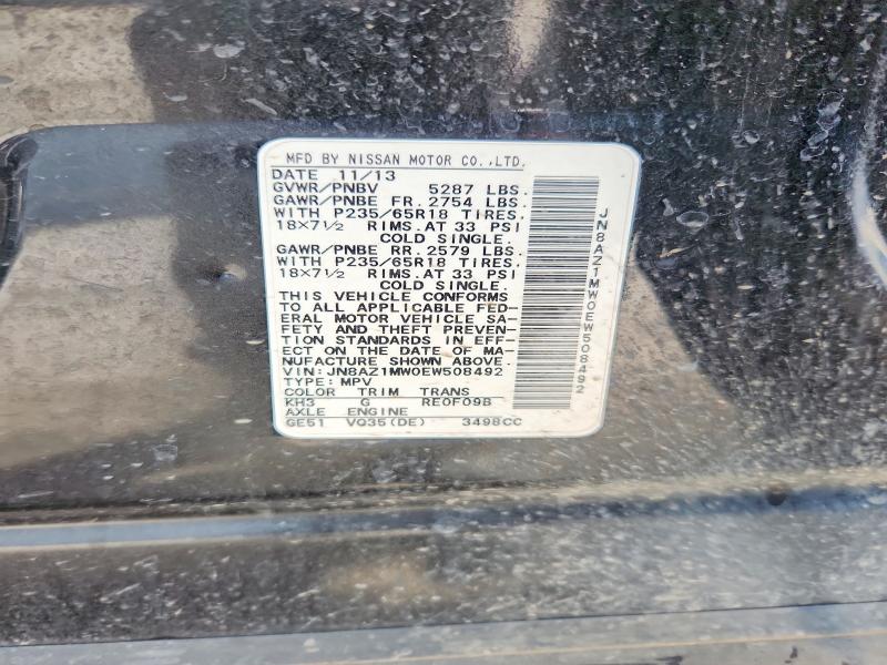 56812976 :رقم المزاد ، JN8AZ1MW0EW508492 vin ، 2014 Nissan Murano مزاد بيع
