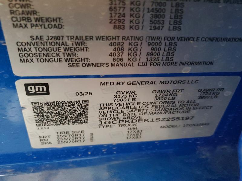 57593066 :رقم المزاد ، 1GCPKDEK1SZ255197 vin ، 2025 Chevrolet Silverado مزاد بيع