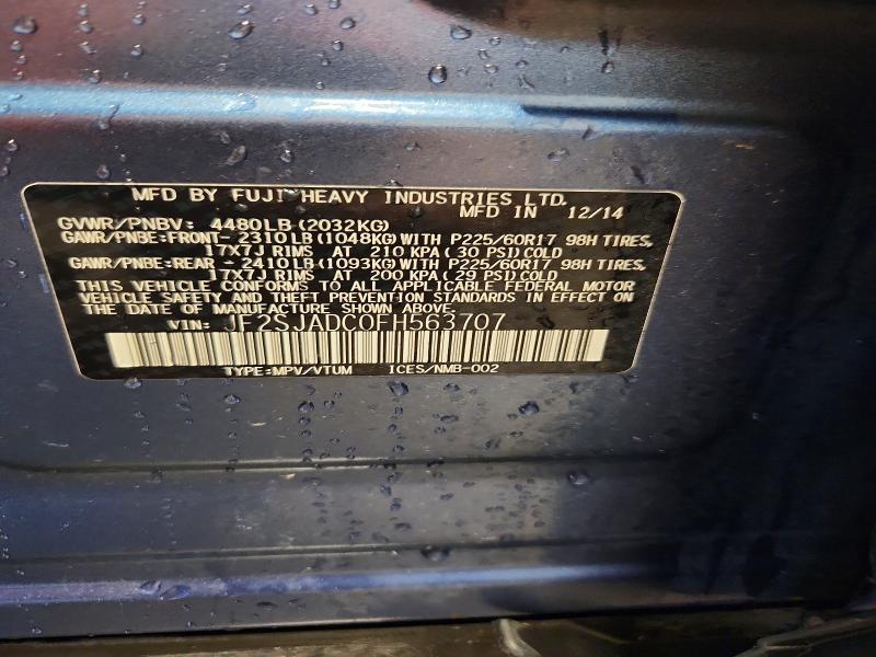 Aukcja sprzedaży 2015 Subaru Forester, vin: JF2SJADC0FH563707, numer aukcji: 57071646