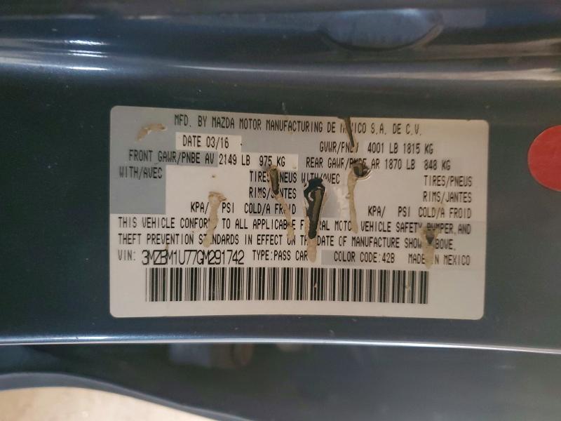 56282796 :رقم المزاد ، 3MZBM1U77GM291742 vin ، 2016 Mazda 3 مزاد بيع