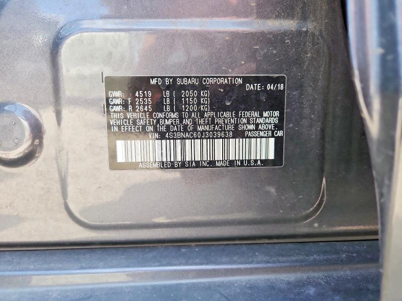 Продажа на аукционе авто 2018 Subaru Legacy, vin: 4S3BNAC60J3039638, номер лота: 58516686