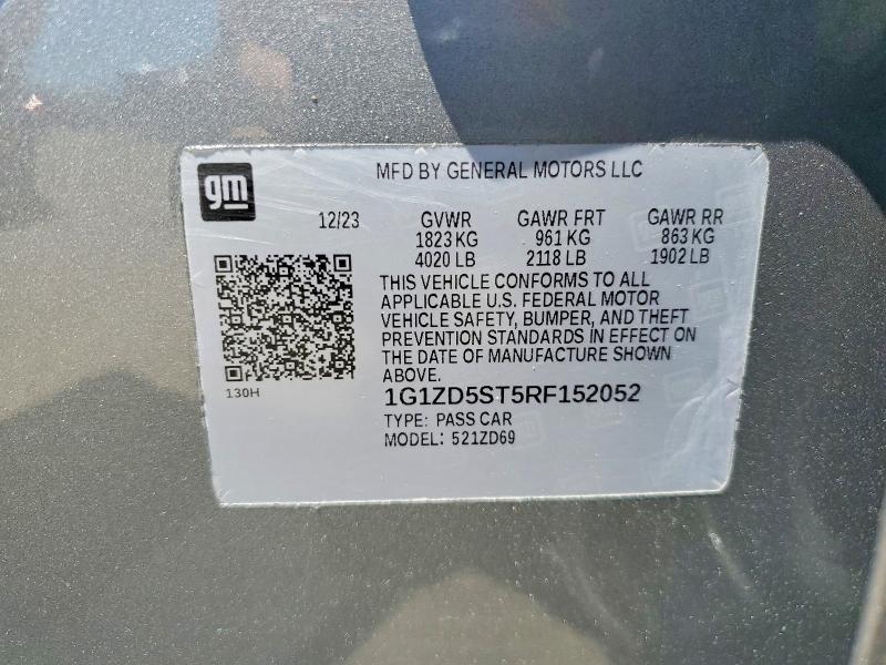 2024 Chevrolet Malibu მანქანა იყიდება აუქციონზე, vin: 1G1ZD5ST5RF152052, აუქციონის ნომერი: 56297156