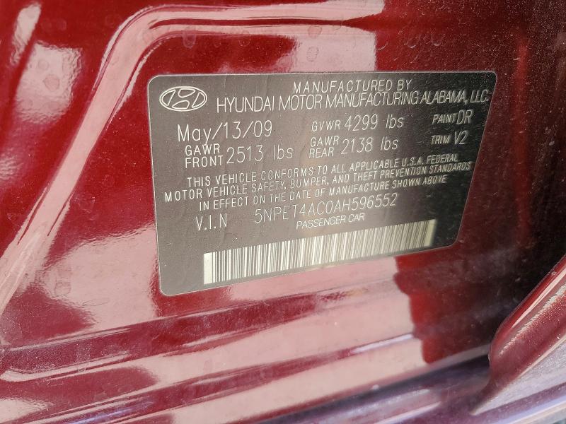 Aukcja sprzedaży 2010 Hyundai Sonata, vin: 5NPET4AC0AH596552, numer aukcji: 56421756