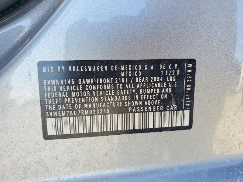 Aukcja sprzedaży 2024 Volkswagen Jetta, vin: 3VWEM7BU7RM033345, numer aukcji: 58096826