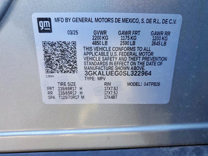 57252216 :رقم المزاد ، 3GKALUEG0SL322964 vin ، 2025 Gmc Terrain مزاد بيع