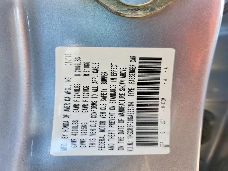 2016 Honda Accord მანქანა იყიდება აუქციონზე, vin: 1HGCR2F30GA235794, აუქციონის ნომერი: 57025976