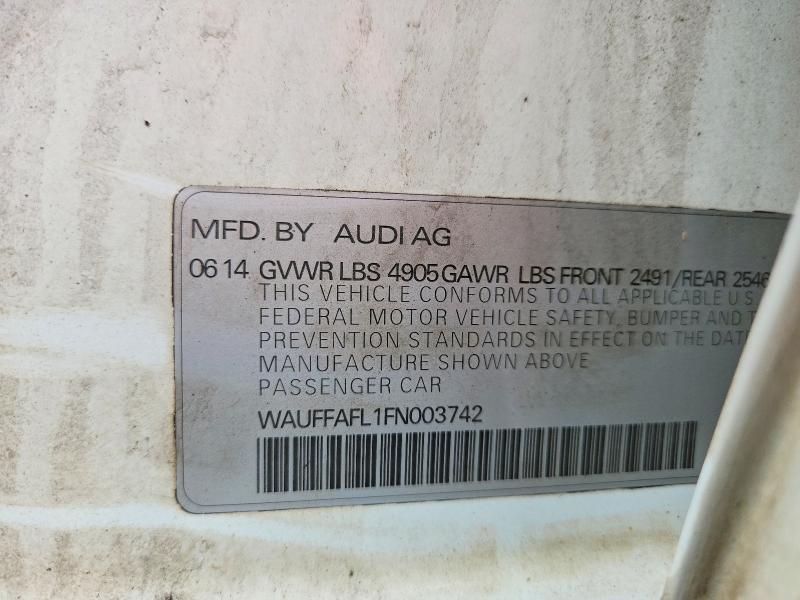 2015 Audi A4 მანქანა იყიდება აუქციონზე, vin: WAUFFAFL1FN003742, აუქციონის ნომერი: 56740646