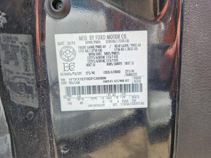 58357366 :رقم المزاد ، 1FTFX1EF0DFC00906 vin ، 2013 Ford F150 مزاد بيع