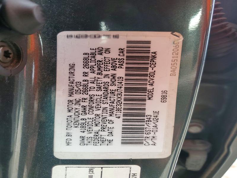 Aukcja sprzedaży 2003 Toyota Camry, vin: 4T1BE32KX3U741419, numer aukcji: 58892236