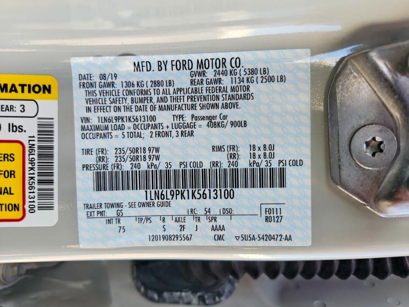 Продажа на аукционе авто 2019 Lincoln Continental, vin: 1LN6L9PK1K5613100, номер лота: 58431496
