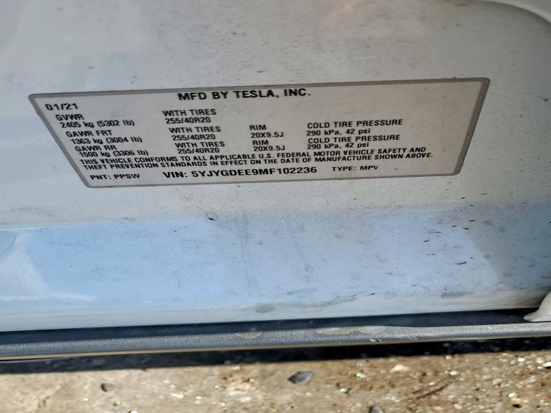 Продажа на аукционе авто 2021 Tesla Model Y, vin: 5YJYGDEE9MF102236, номер лота: 57260216