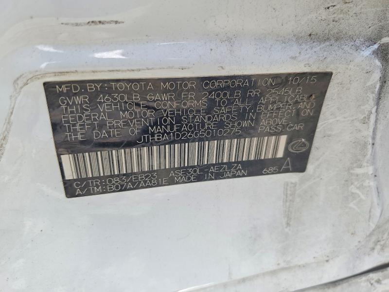2016 Lexus Is მანქანა იყიდება აუქციონზე, vin: JTHBA1D26G5010275, აუქციონის ნომერი: 58518836