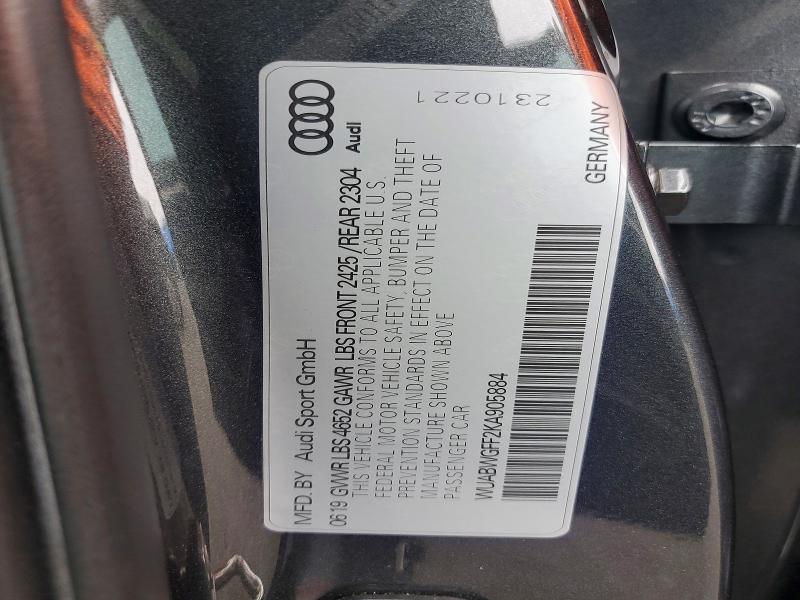 Aukcja sprzedaży 2019 Audi Rs3, vin: WUABWGFF2KA905884, numer aukcji: 58977926