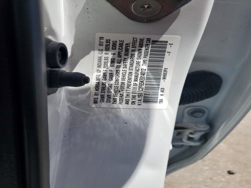 57388676 :رقم المزاد ، 19XFC2F65KE014012 vin ، 2019 Honda Civic مزاد بيع