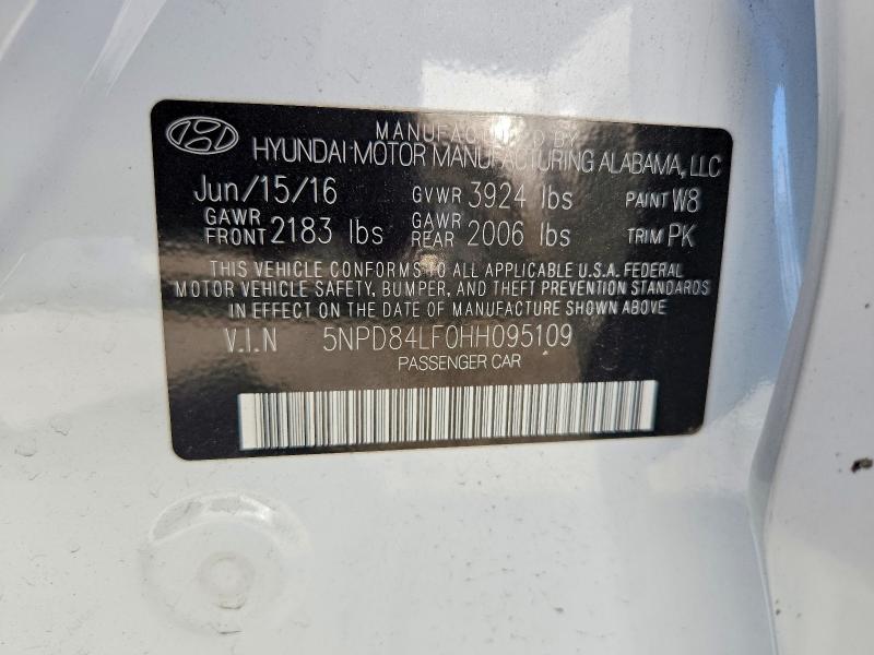 57395766 :رقم المزاد ، 5NPD84LF0HH095109 vin ، 2017 Hyundai Elantra مزاد بيع