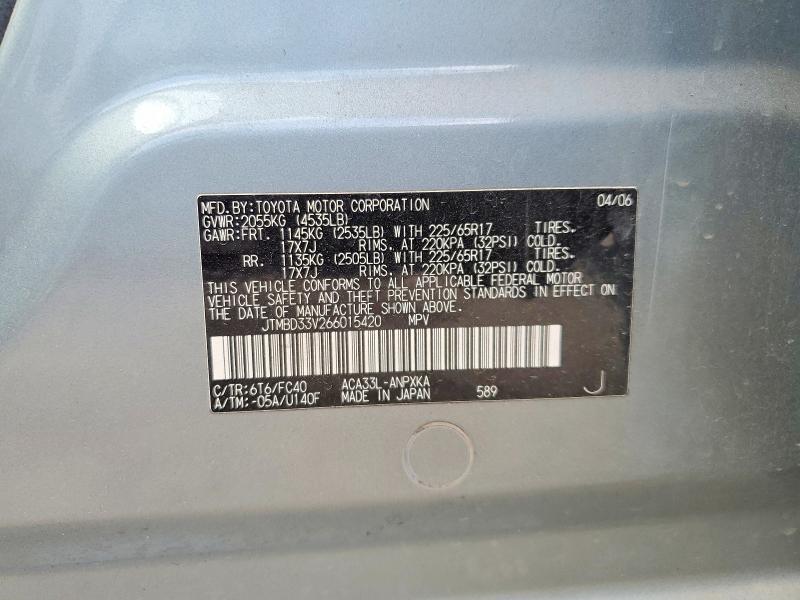 Продажа на аукционе авто 2006 Toyota Rav4, vin: JTMBD33V266015420, номер лота: 58513376