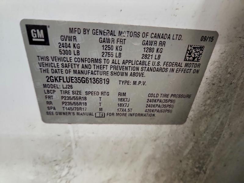 Продаж на аукціоні авто 2016 Gmc Terrain, vin: 2GKFLUE35G6136819, номер лоту: 56290436