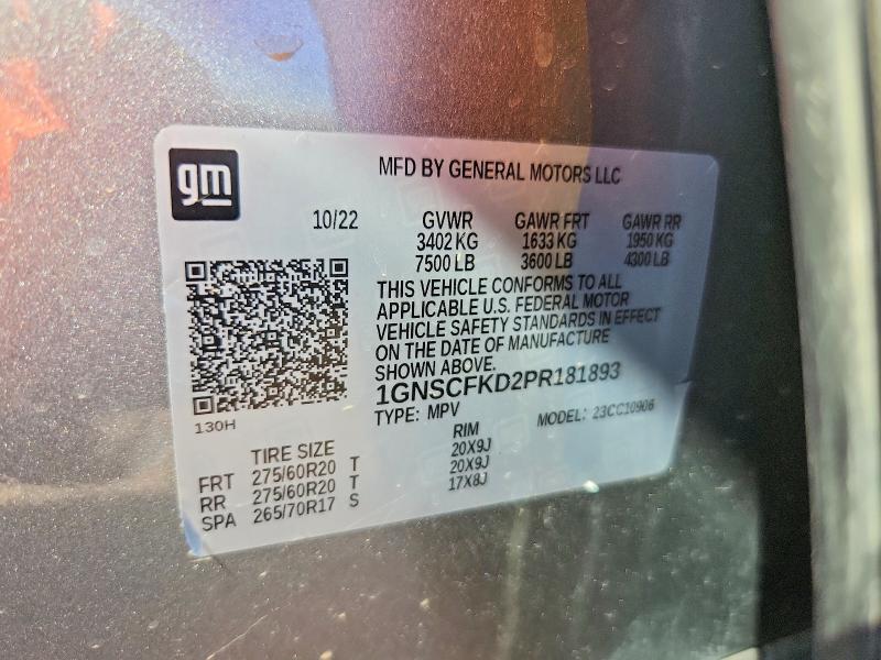 Продажа на аукционе авто 2023 Chevrolet Suburban, vin: 1GNSCFKD2PR181893, номер лота: 55971446