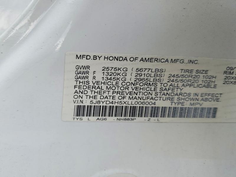 Aukcja sprzedaży 2020 Acura Mdx, vin: 5J8YD4H5XLL006004, numer aukcji: 58185396
