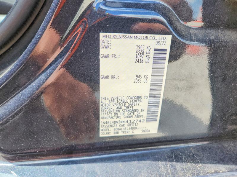 Aukcja sprzedaży 2022 Nissan Altima, vin: 1N4BL4DV2NN412742, numer aukcji: 57241456