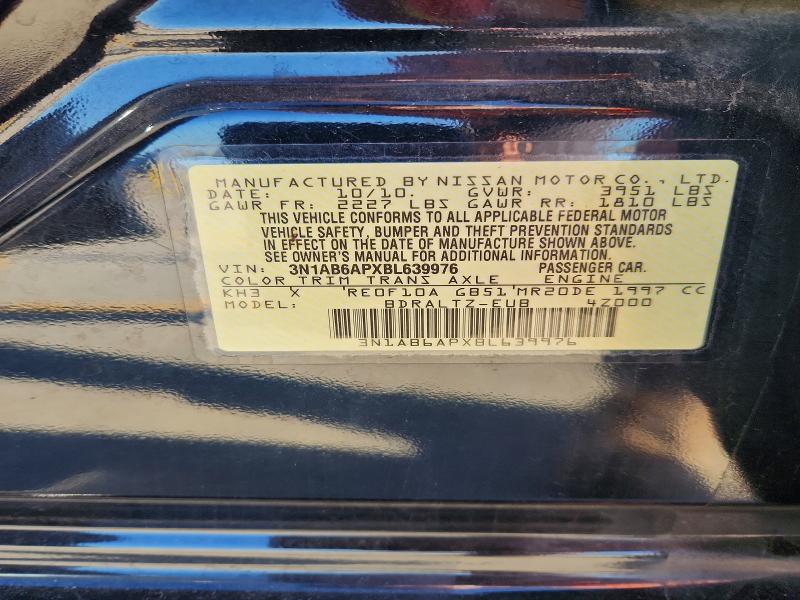Aukcja sprzedaży 2011 Nissan Sentra, vin: 3N1AB6APXBL639976, numer aukcji: 55710476